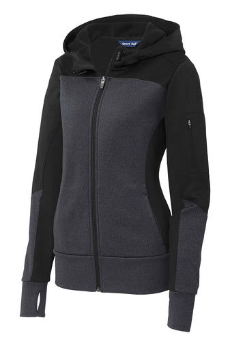 Sport-Tek® Ladies Tech Fleece Colorblock Full-Zip Hooded Jacket w/ LOGO Left Chest