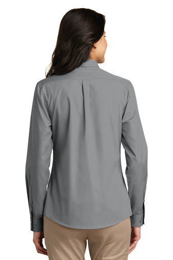 LADIES Long Sleeve Carefree Poplin Shirt W/ LOGO LEFT CHEST